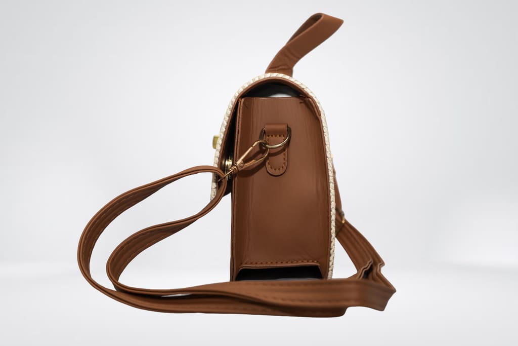 Sac paille et cuir : Beige et marron